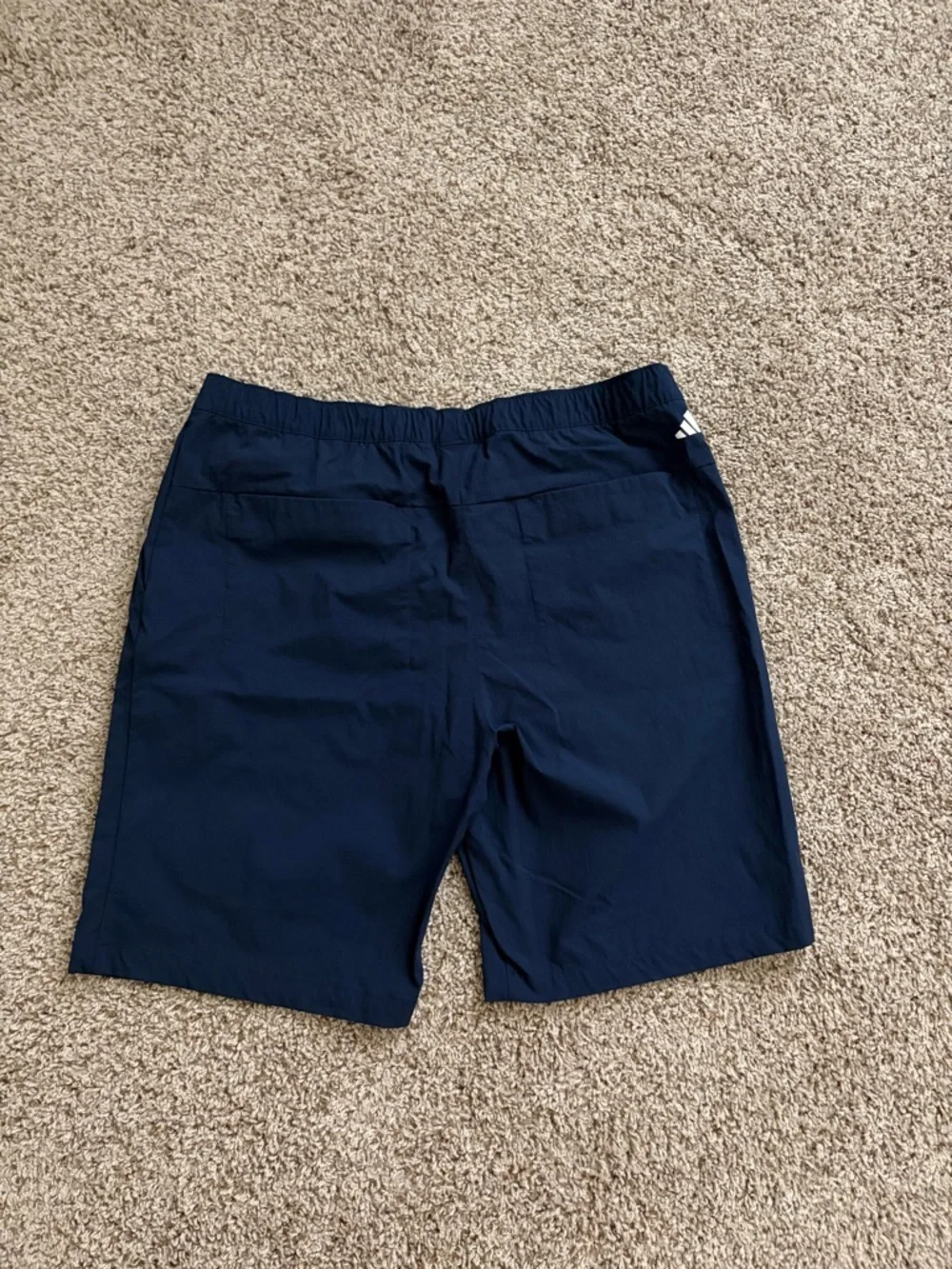 adidas Navy Athletic Shorts with White Drawstring